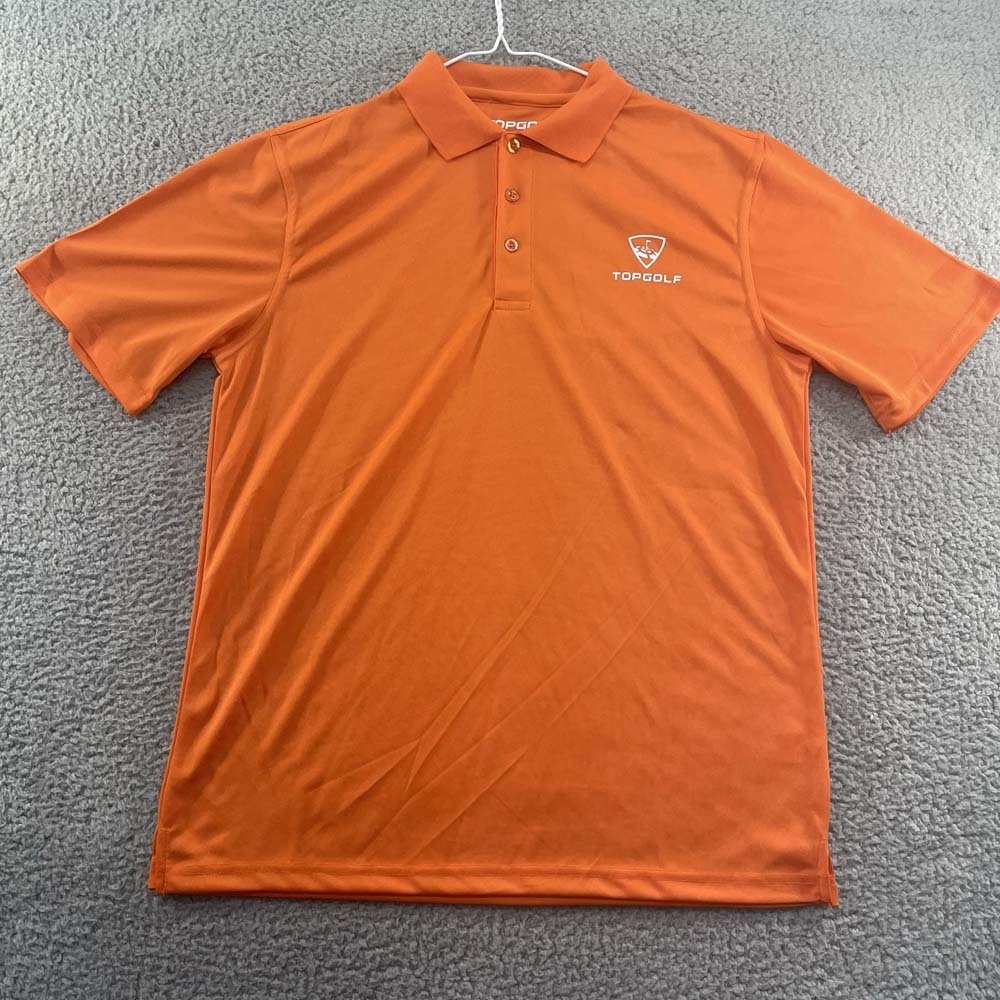 Mens Golf Polo Top Golf orange Logo Social Gathering Place Casual Business M